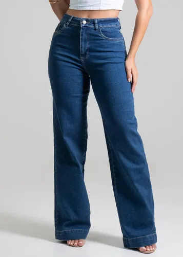 Calça Feminina Sawary Jeans Wide Leg